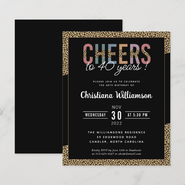 Papier Budget moderne 40e anniversaire Empreinte de léopa (Devant / Derrière)