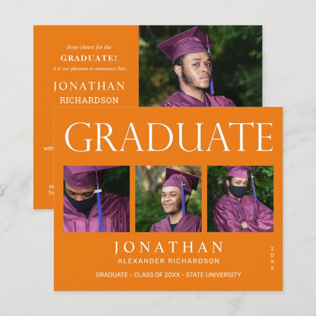 Papier Budget Moderne 4 Faire-part de graduation photo -O (Devant / Derrière)