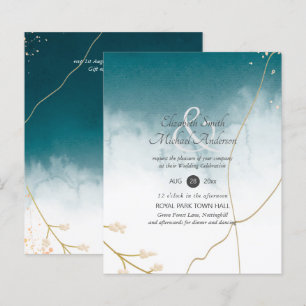 Papier BUDGET Moderne Abstrait mariage Turquoise or Invit