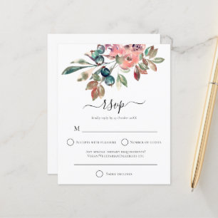Papier Budget Moderne Aquarelle Rose Florales Mariage RSV