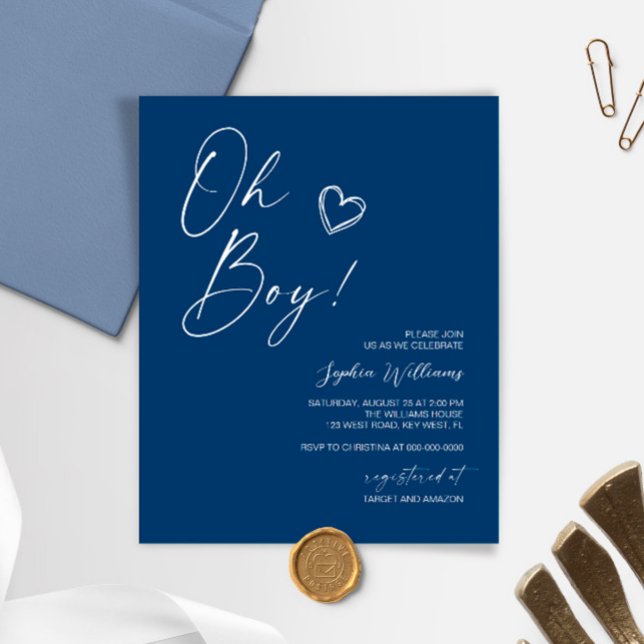 Papier Budget Moderne Baby shower Bleu Invitation (Créateur téléchargé)