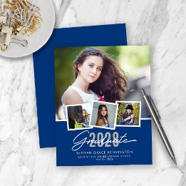 Papier BUDGET Moderne Bleu Graduation Photo Collage