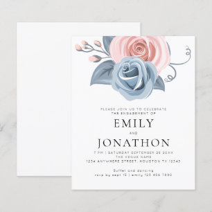 Papier Budget Moderne Blue Rose Flores Partie d'engagemen