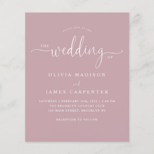 Papier Budget Moderne Boho Dusty Rose Photo Mariage Invit