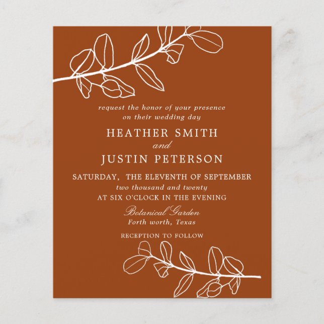 Papier Budget moderne Burange Orange Terracotta Mariage (Devant)