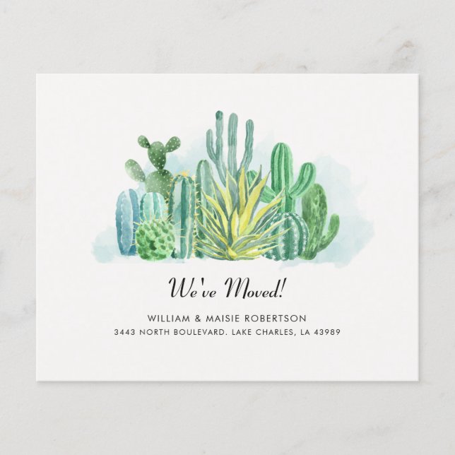 Papier Budget moderne Cactus Weve Moved Moved Faire-part (Devant)