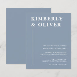 Papier Budget Moderne Dusty Blue Wedding Invitations