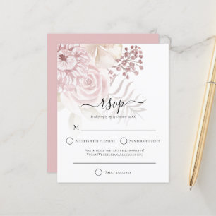 Papier Budget Moderne Dusty Rose Florals Mariage RSVP