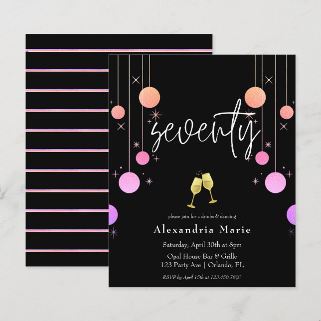 Papier Budget Moderne Étincelle 70e fête d'anniversaire (Devant / Derrière)