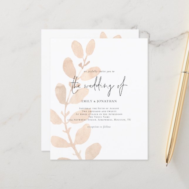 Papier Budget Moderne Faire-part de mariage de la constru (Devant/Arrière en situation)