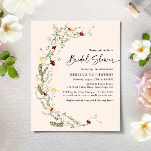 Papier Budget Moderne Fleur sauvage Invitation à la douch