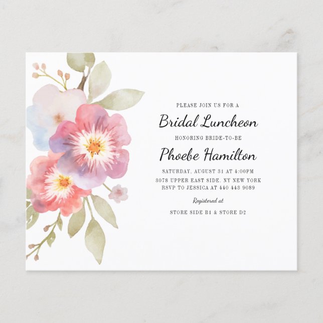Papier Budget Moderne Floral Fête des mariées Rustique (Devant)