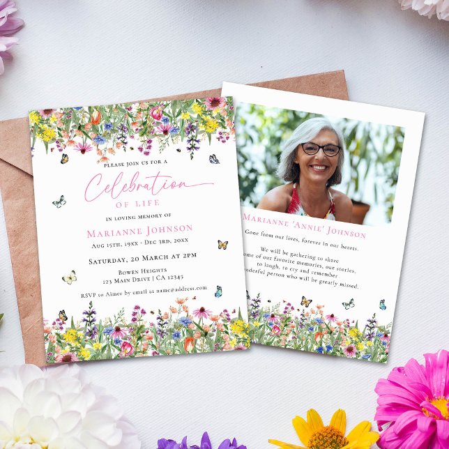 Papier Budget Moderne Floral Memorial Célébration de la v (Créateur téléchargé)