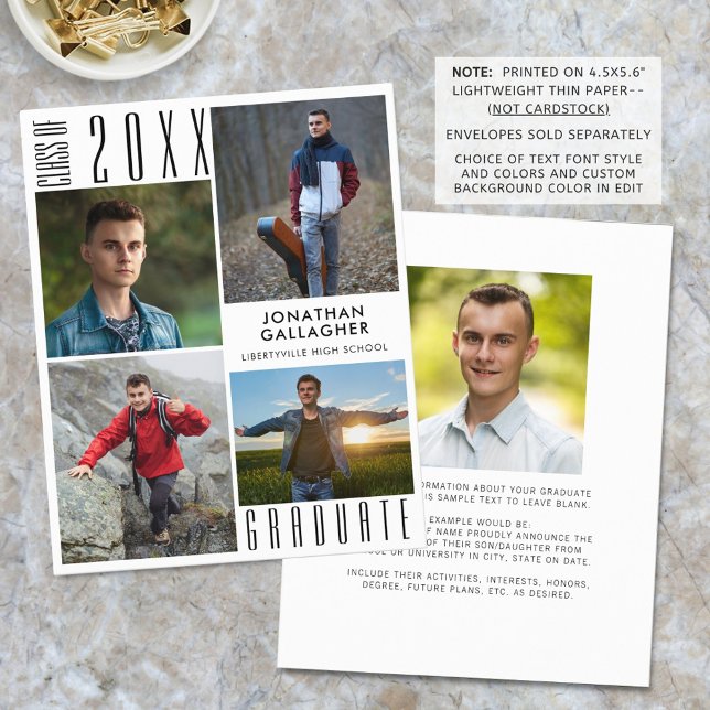 Papier Budget Moderne Graduation 5 Faire-part photo (Créateur téléchargé)