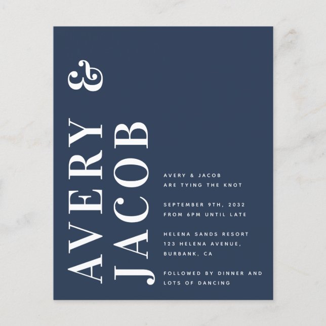 Papier Budget Moderne Gras Faire-part de mariage (Devant)