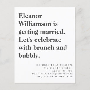 Papier Budget Moderne Gras Noir Blanc Bridal Brunch