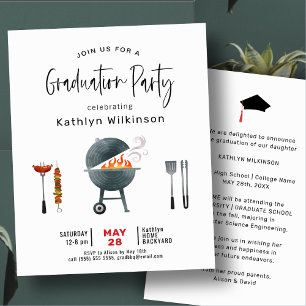 Papier BUDGET Moderne Jouer Script Graduation BBQ Invitat