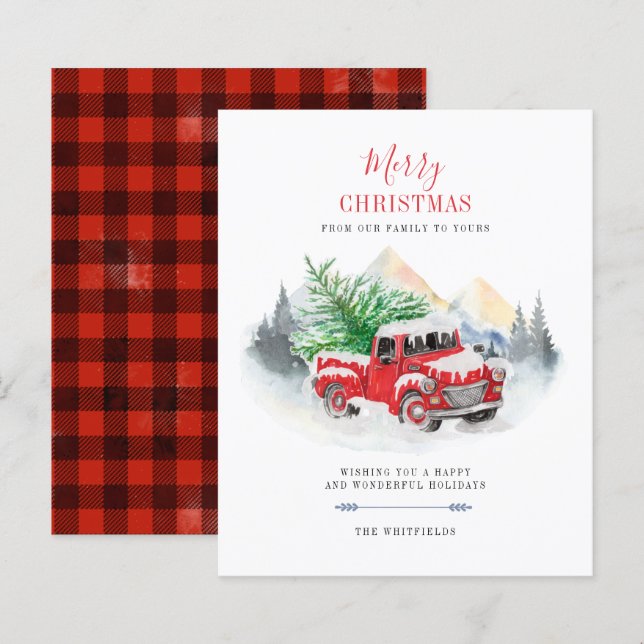 Papier Budget moderne Joyeux Noël Rouge Camion Buffalo (Devant / Derrière)