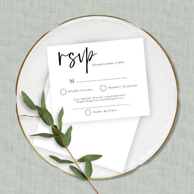 Papier Budget Moderne Noir et Blanc Mariage RSVP (Créateur téléchargé)
