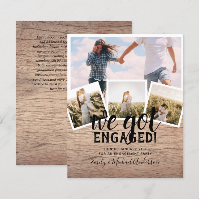 Papier BUDGET Moderne PHOTO FIANÇAILLES Faire-part (Devant / Derrière)