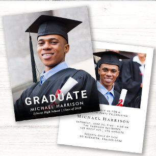 Papier Budget Moderne Photo Graduation Party Invitation