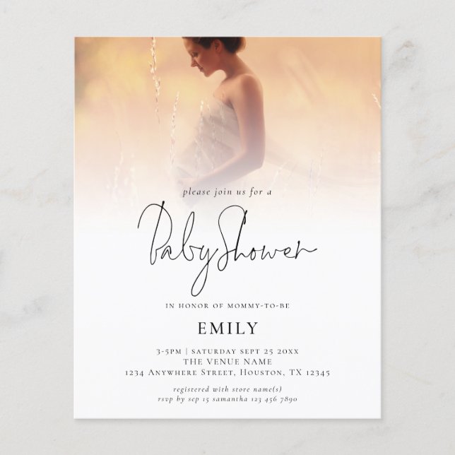 Papier Budget Moderne Photo Overlay Baby shower Invitatio (Devant)