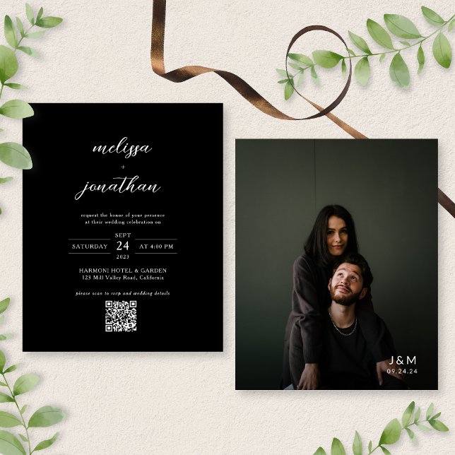 Papier BUDGET Moderne Photographie Noire Monogramme Code  (Créateur téléchargé)