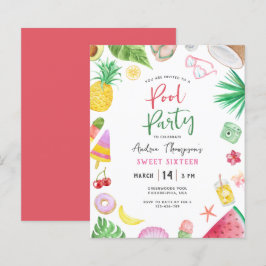 Papier Budget Moderne Piscine Fête Été Sweet 16 Anniversa