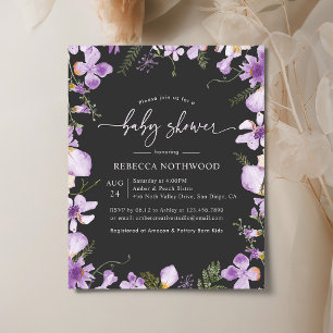 Papier Budget Moderne Purple Floral Baby shower Invitatio