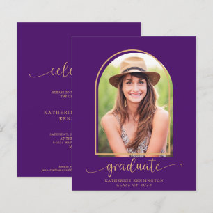 Papier Budget Moderne Purple Gold Arch Photo Graduation