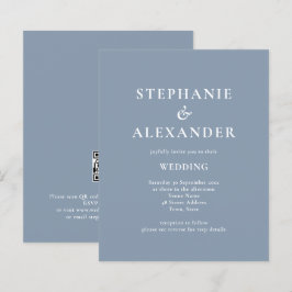 Papier Budget Moderne QR Code Dusty Blue Wedding Invitati