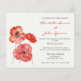 Papier Budget Moderne Red Poppy Floral invitations de mar