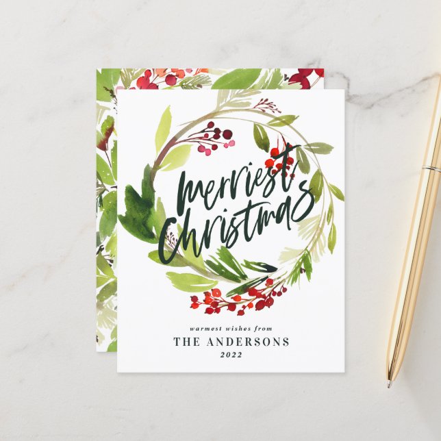 Papier Budget moderne rouge et vert Noël élégant (Devant/Arrière en situation)