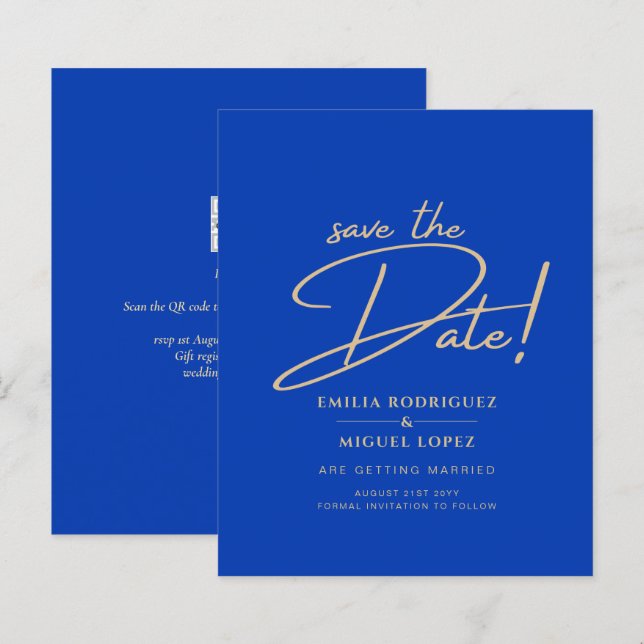Papier Budget moderne Royal Blue Monochrome Mariage (Devant / Derrière)