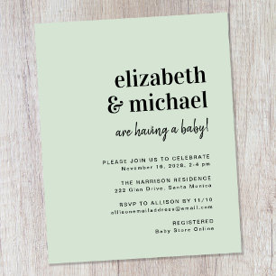 Papier Budget Moderne Sage Couples Baby shower Invitation