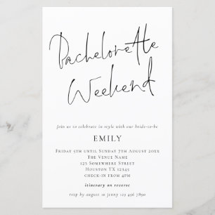 Papier Budget Moderne Script Bachelorette Invitation de f
