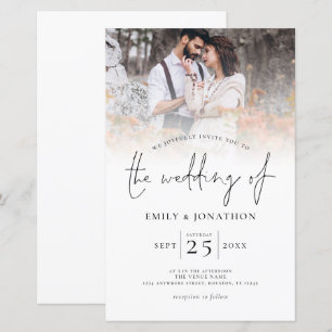 Papier Budget Moderne Script Photo Overlay Mariage Invita