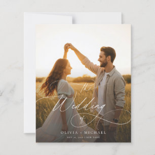 Papier Budget Moderne Script Sunset Photo Wedding Invite