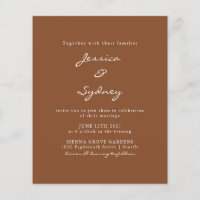 Budget moderne Sienna Script Faire-part de mariage