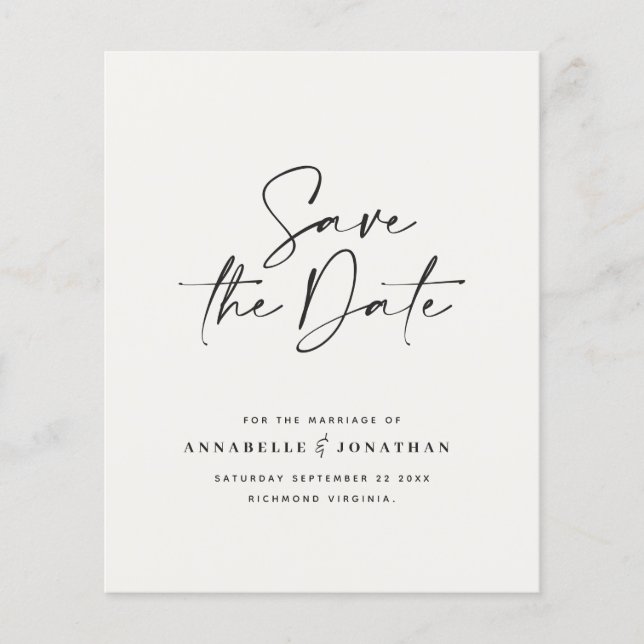Papier budget Moderne typographie manuscrite mariage (Devant)