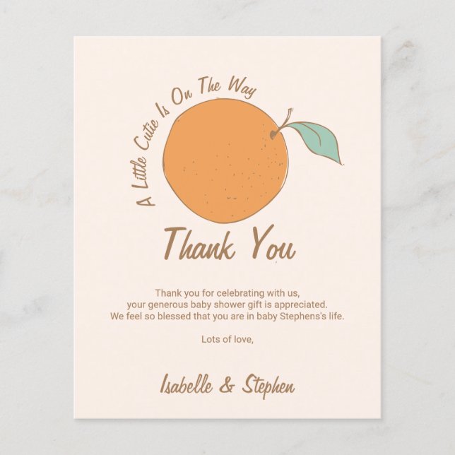 Papier Budget Moderne Un Baby shower Orange Un Peu Cutie (Devant)