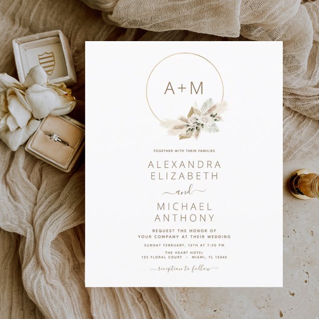 Papier Budget Monogramme Boho Tropical Pampas Grass Maria (Créateur téléchargé)