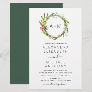 Papier Budget Monogramme Fleurs sauvages Emerald Green Ma