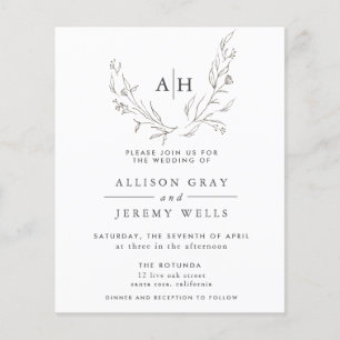 Papier Budget Monogramme Flore Faire-part de mariage circ