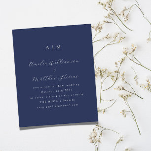 Papier Budget Monogramme Marine Blue Minimal Wedding Invi