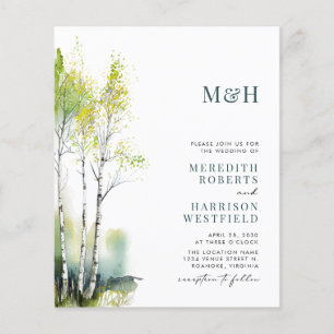 Papier Budget Monogramme QR Code Woodland Wedding Invitat