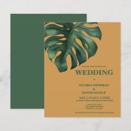 Papier Budget Monstera Tropical Leaf Faire-part de mariag