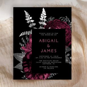 Papier Budget Moody Dark Floral Bourgogne Mariage d'argen