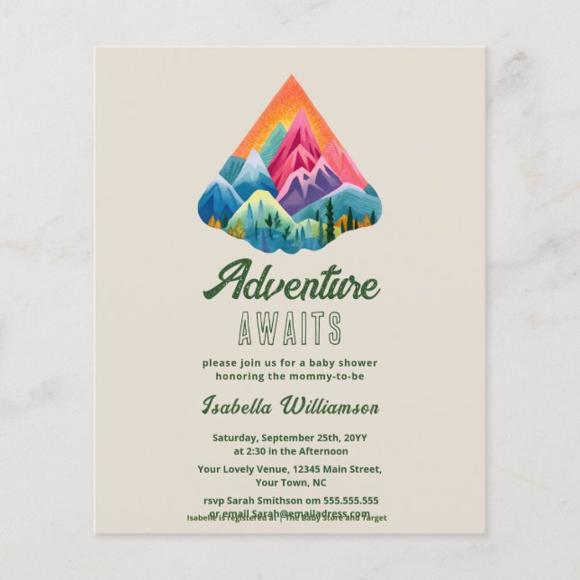 Papier Budget Mountain Adventure Attend le Baby shower (Devant)