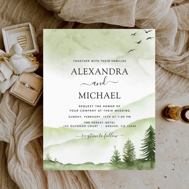 Papier Budget Mountain Rustic Watercolor Mariage (Créateur téléchargé)